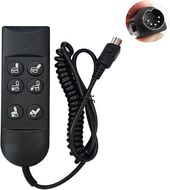 6 Button 5 Pin Electric Riser Recliner Chair Remote Control with Extension Cable Hand Operated for Lifting Chair, Electric Sofa (Black)