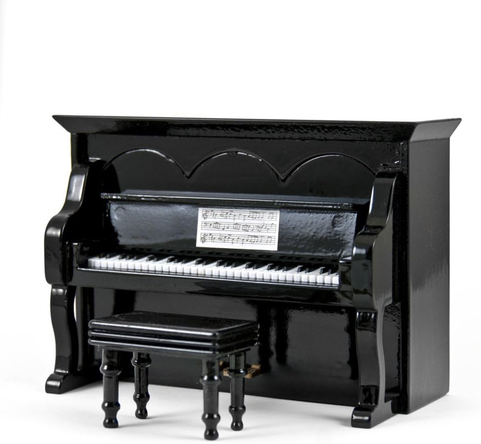 Miniature 18 Note Musical Hi - Gloss Black Upright Piano with Bench - Many Songs to Choose - Entertainer, The
