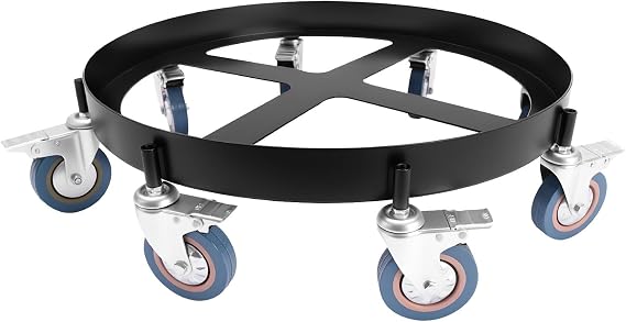 Drum Dolly 55 Gallon Heavy Duty Steel Barrel Dolly Cart Pack with Cross Braces & 8 Swivel Caster Wheels for Warehouse Drum Handling 2000lbs Load Capacity