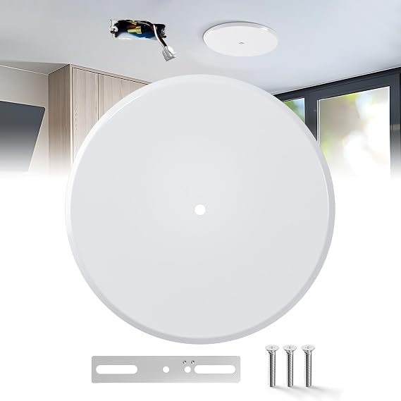 5 Inch Ceiling Cover Plate, Smoke Detector Cover, White, 1 Pack | 5-Inch Ceiling Cover Plate Conceals Smoke Detector Holes and Fits 3-1/4 to 4-Inch Round or Octagon Electrical Boxes