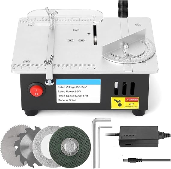 Mini Multifunctional Table Saw Electric Desktop Saws Small Household DIY Cutting Tool Woodworking Bench Lathe Cutter Machine for Beginners DIY Use(S-2 Set)