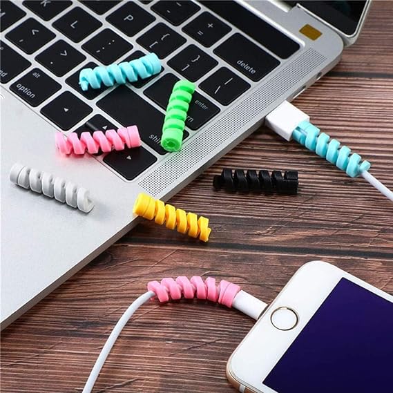 Kablo Koruyucu 4'lü Apple, Android Şarj Aleti Kablosu Koruyucu Silikon Spiral Yay Aparat KALİTELİ