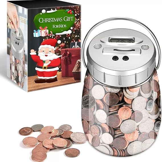 Digital Piggy Bank & Coin Bank for Adults, 2.2L Large Transparent Digital Counting Money Jar with LCD Display Counter, Savings Bank for All US Coins