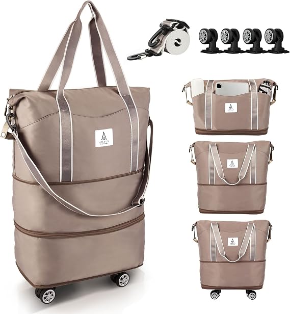 Arxus Rolling Duffle Bag with Wheels 25-55L Travel Handbag Carry-On Luggage