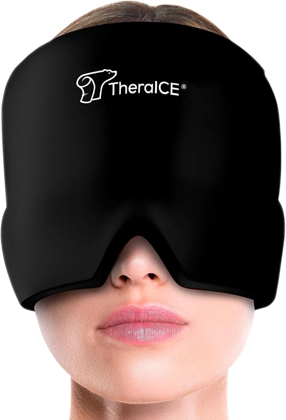 TheraICE Migraine Relief Cap, Headache Hat Ice Pack Mask, Cooling Head Wrap | Soothing Cold Compress Gel for Sinus Tension, Stress, Hangover and Puffy Eyes, a Great Birthday Gift for Mom or Her