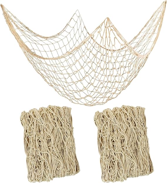 2 PCS Fish Net Decorations,80 x 40 Inch,Ocean Themed Party Decor | Fish Net for Table Decor, Nautical Wall Hanging Fishing Net for Coastal Bedroom, Bathroom, or Under The Sea Party Decorations