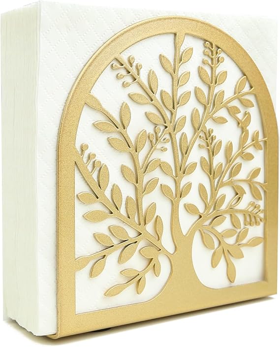 Napkin Holder For Tables Kitchen Farmhouse Restaurant Outdoor Use Rustic Napkin Holders Gold (Tree of Life)