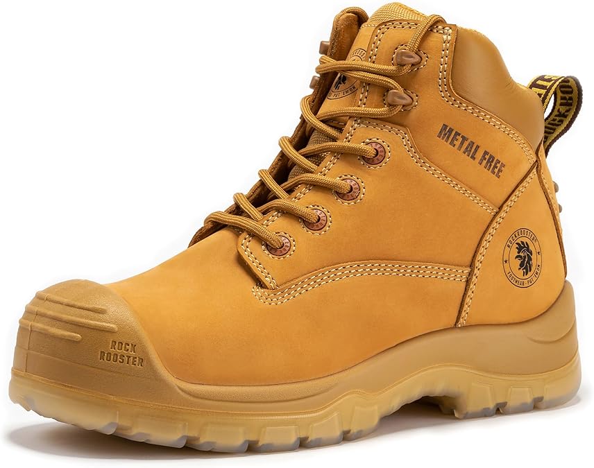 ROCKROOSTER Work Boots for Men, Composite toe Boots, 6 Inch, Side Zipper, Slip Resistant, ASTM F2413-18, Industrial & Construction Work Boots EH AK659