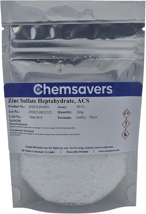 Zinc Sulfate Heptahydrate, ACS, 99+%, 100g
