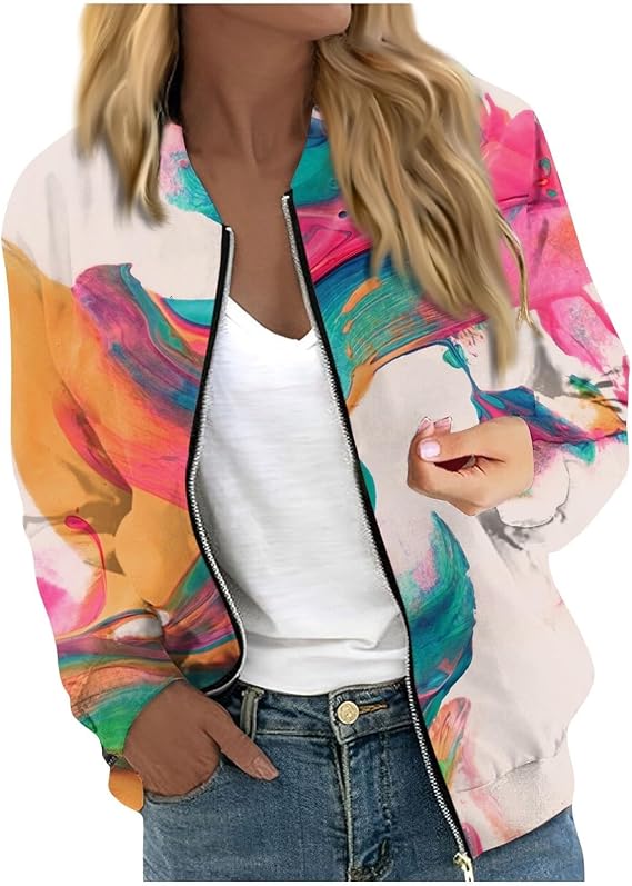Lolvmvchi Winter Jackets for Women Plus Size Thin Pocket Jacket Blouse Coat Baseball Top Casual Light Jackets for Women Xl1