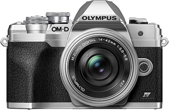 Olympus OM-D E-M10 Mark IV Micro-Four-Thirds-Systemkamera-Kit 20 MP Sensor 5-Achsen-Bildstabilisation leistungsstarker AF Wi-Fi Silber inkl. M.Zuiko Digital ED 14 42mm F3.5 5.6 EZ Pancake Silber