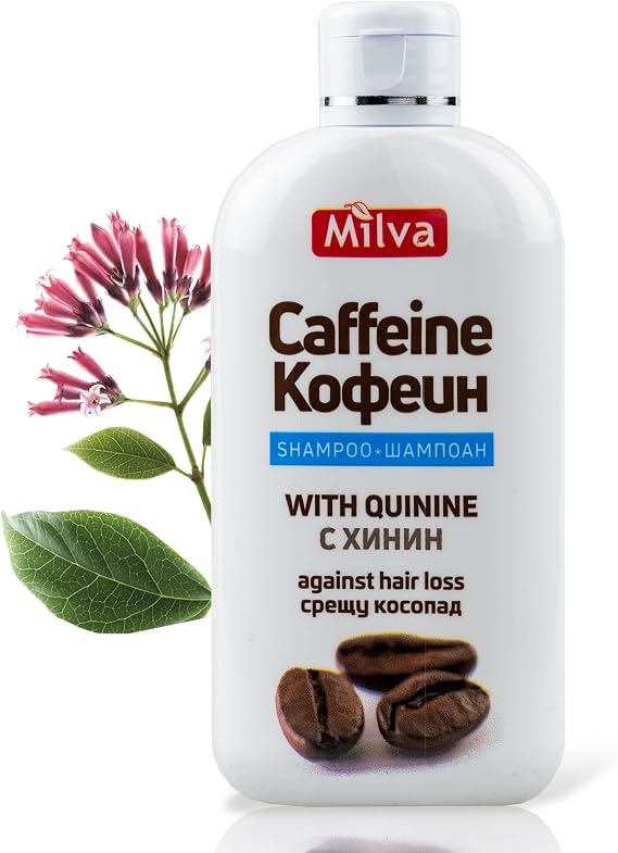 Milva Caffeine Shampoo with Quinine Extract - 200 ml Hair Growth for Women and Men - Natural Anti Hair Loss Treatment to Nourish Scalp - Thickening Shampoo for Fine Brittle,Thinning Hair