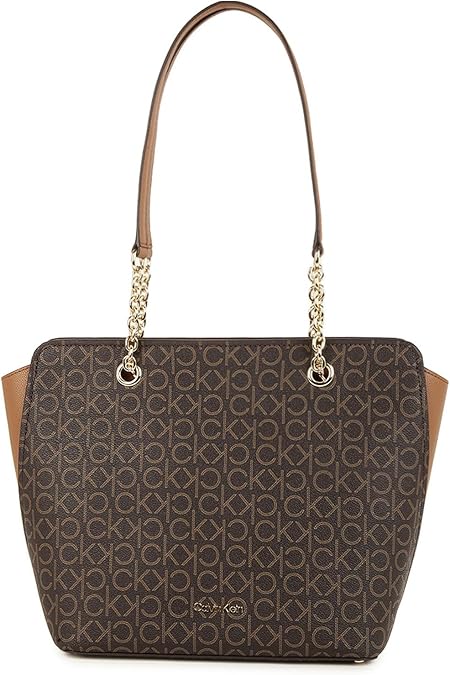 Calvin Klein Women's Hailey Signature Top Zip Chain Tote
