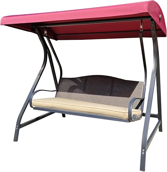 ALISUN Replacement Canopy Top for Model#GSS00132D Cunningham 3-Seater Patio Swing (Top Only) (Red)