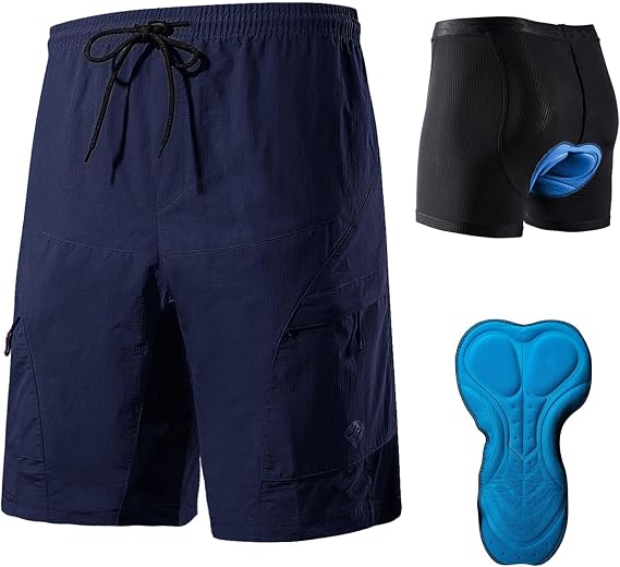 Santic Cycling Shorts Men Padded Mountain Bike Shorts Mens MTB Shorts Cycle Shorts with Detachable Cycling Undershorts - Boden