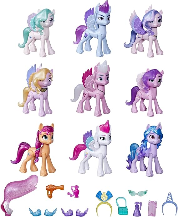 My Little Pony A New Generation Movie Royal Gala Collection Toy for Kids - 9 Pony Figures, 13 Accessories, Poster