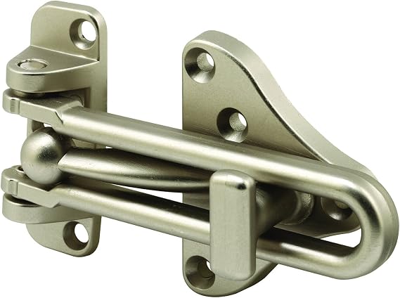 Defender Security U 11316 Swing Bar Door Guard with High Security Auxiliary Lock, Satin Nickel, 1 Pack
