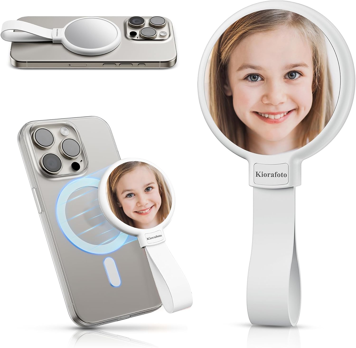 Magnetic Makeup Mirror for Phone, 2.2 Round Mini Mirror Decal for Magsafe with Phone Grip Compatible with iPhone 16 15 14 13 12 Pro Max Plus,Mag-Safe Case & All Phones for Outdoor Make Up & Selfies