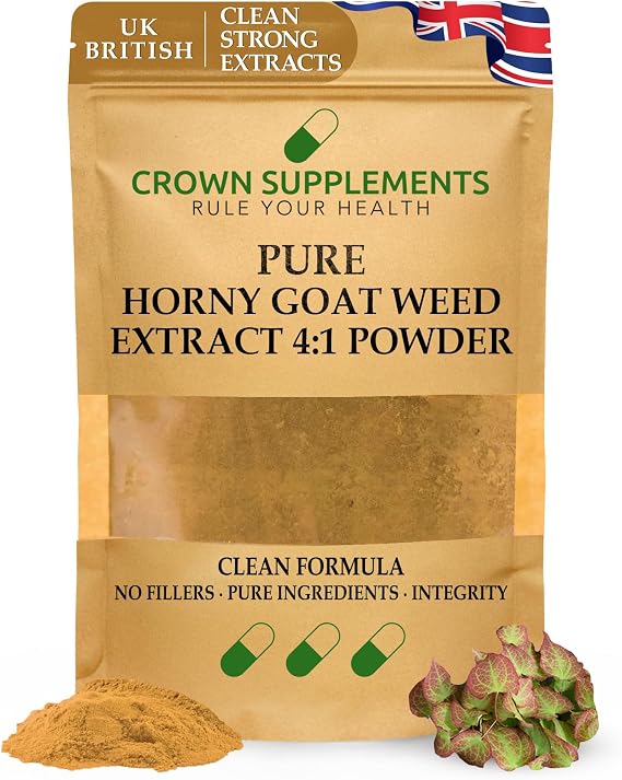 Pure Clean HornGoat Powder | Clean Formula 4.1 Extracts | High Strength Supplement | Crown Supplements UK (250G)