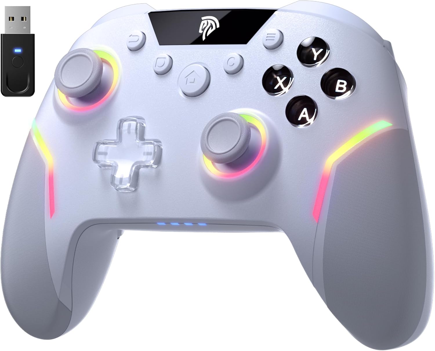 EasySMX X20 Wireless PC Controller with 7 Light Colours RGB/Hall Joystick Trigger, Mechanical Buttons, Bluetooth Gamepad for PC/Switch/Android/iOS/Steam/Mobile,Rechargeable Battery (1000mAh)