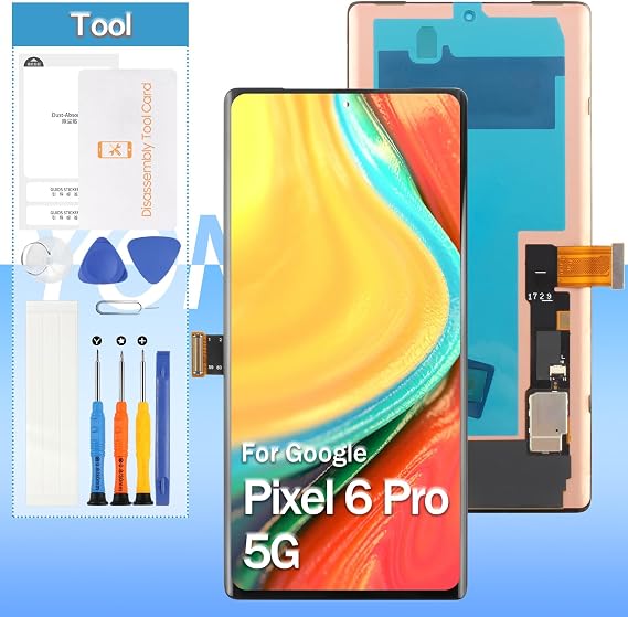 Screen Replacement for Google Pixel 6 Pro OLED LCD Display GD1YQ, GTT9Q LCD Touch Screen Digitizer Assembly Replacement| 6.7'' LCD Display | Black | Tools Included