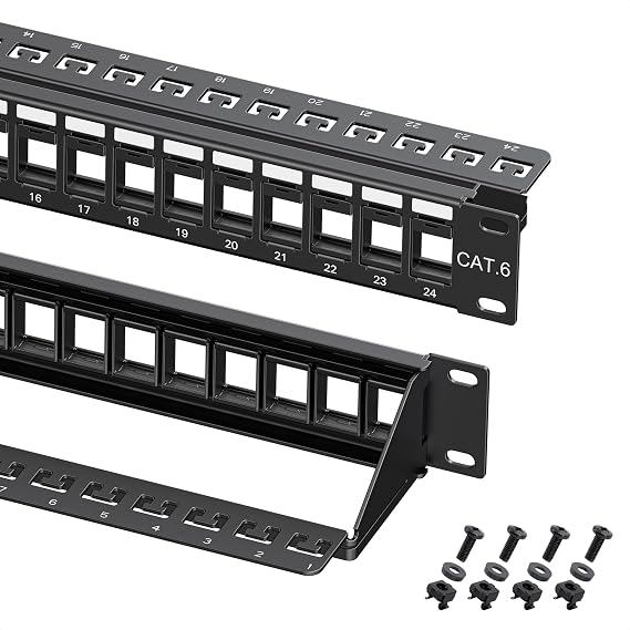 Cable Matters 1U 24 Port Keystone Patch Panel with Cable Management