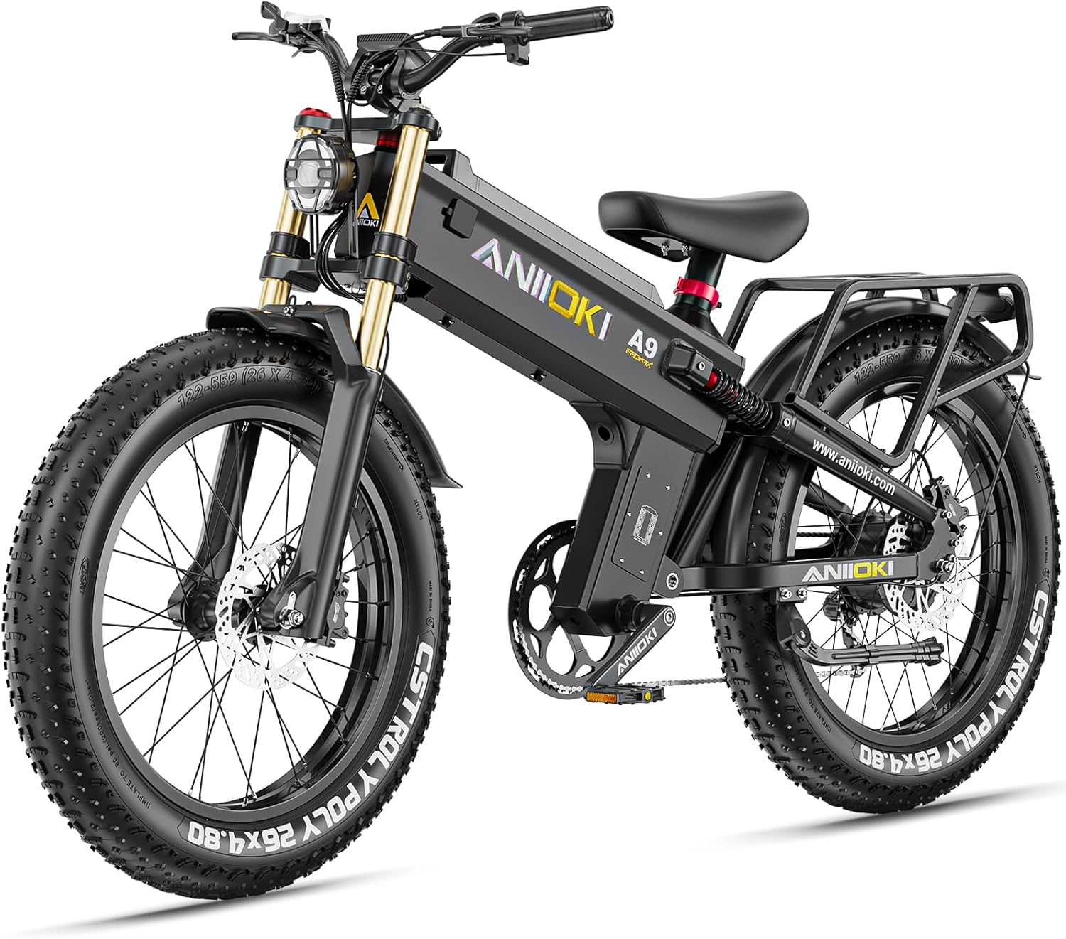 ANIIOKI A9 Pro Max Ebike,SingleDual Motor Electric Bike with 52V 60ah Battery,33-45 Mph Top Speed,20004800W Peak Power,26  4.8 Fat Tire Dirt Bike, 200 Miles Commuting Bike