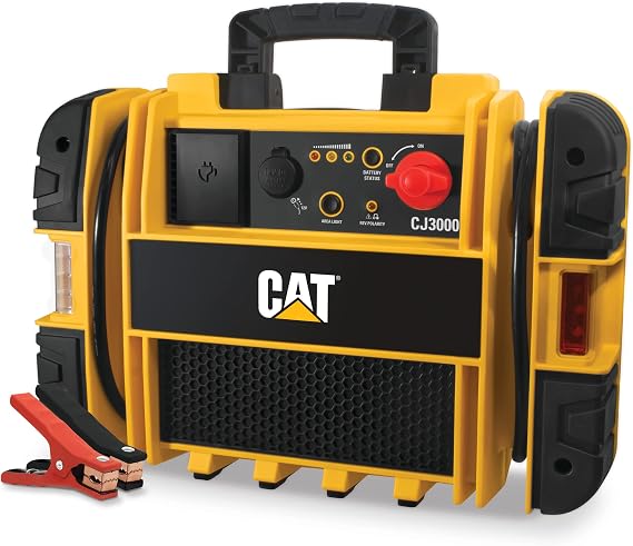 CAT CJ3000 Professional Jump Starter 1000 Peak Amp Battery Booster, Built-In Power Switch, Battery Clamps, Yellow