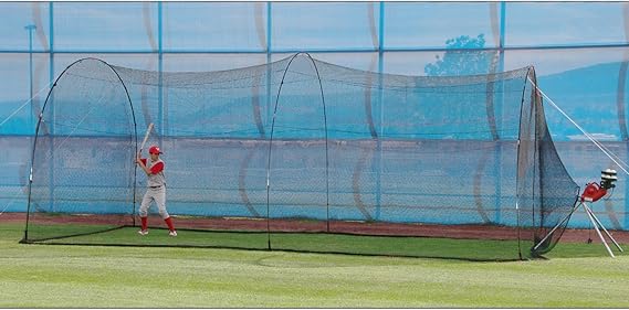 HEATER Sports PowerAlley Baseball & Softball Batting Cage Net & Frame - Heavy-Duty Net with Built-in Pitching Machine Harness for Safety (Machine Not Included) | Ideal for Batting Practice & Training