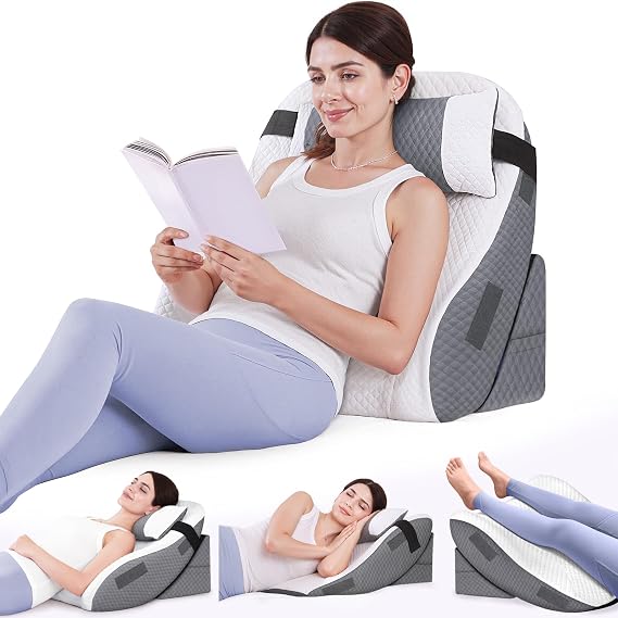 ZIKEE Adjustable Wedge Pillow Headboard Set for Sleeping & After Surgery