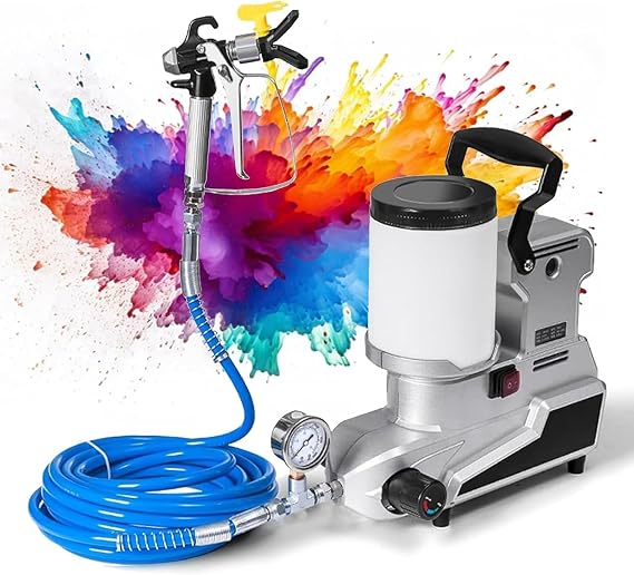 Airless Paint Sprayer, 1600W High Pressure Electric Paint Sprayer with Stand, 120MPa Max, 2.5L/min Flow, 5m Hose, 110V Paint Sprayer for House Interior Exterior, Furniture, Fences