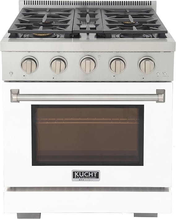 KUCHT Professional 30 in. 4.2 cu. ft. Propane Gas Range and Convection Oven in White with True Simmer Burners