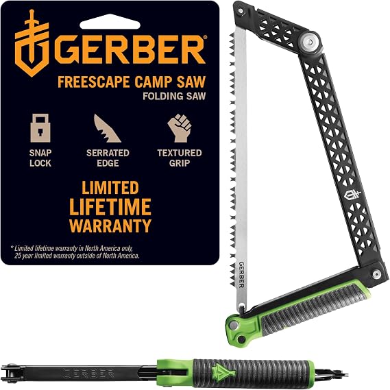 Gerber Freescape Camp Saw Folding Hand Saw for Backpacking Hiking Camping Pruning and Bushcraft, 12" Blade