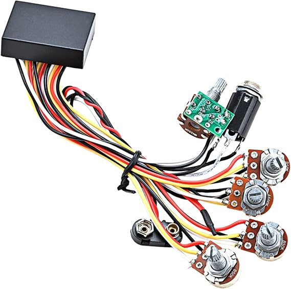 Bass Active Passive Preamp, Guitar Bass Pickup 3 Band Active EQ Equalizer Preamp Circuit and Tone Control with Fittings, As Picture Show