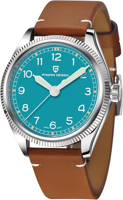 HaiQin Pagani Design 1765 Men's Quartz Watch Japanese Movement Synthetic Sapphire Leather Strap Screw-Down Large Crown Waterproof Vintage Casual Business Analog WristWatches