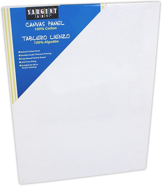 Sargent Art 11 x 14 inch Non Stretched Canvas Panel, Blank White Canvases, Double Acrylic Titanium Priming, Perfect for Acrylic, Oil, and Art Projects, Acrylic Pouring & Wet Media