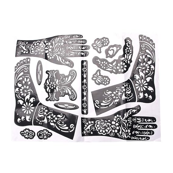 Henna Tattoo Kit Stencils,Temporary Reusable Unisex Tattoo Sets, Self-Adhesive Indian Arabian Temporary Tattoo Templates Kit for Body Paint