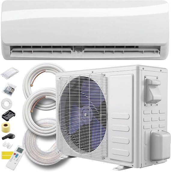 18,000 BTU Mini Split AC Heating System, 17 SEER2 230V Ductless Mini Split Air Conditioner with Heat Pump, Quiet 29dB & 4D Airflow, Full