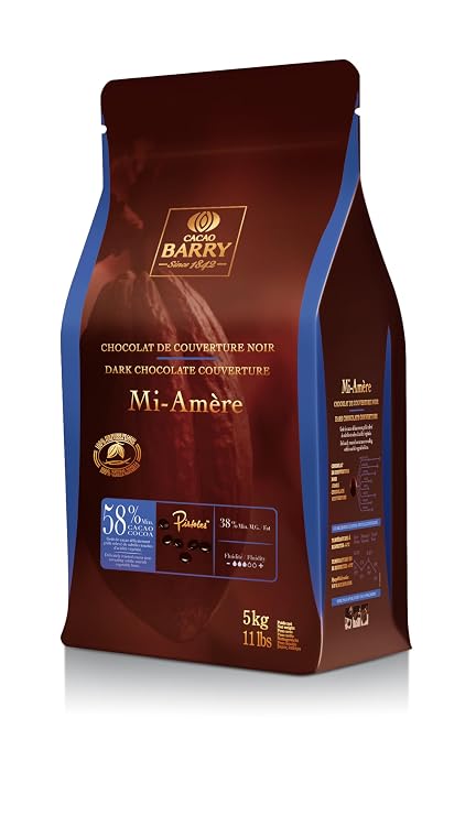 Cacao Barry 58% Mi-Amere Dark Couverture Pistoles 5kg Bag | 58% min dry cocoa solids; 38% fat; delicately roasted cocoa taste - vegetal notes