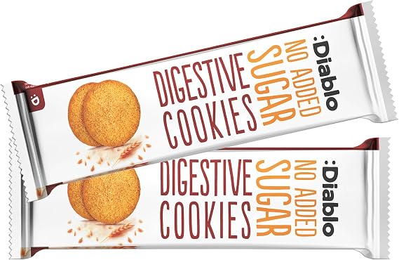 Diablo No Added Sugar Digestive Cookies – Low Sugar Snacks, Cookies Biscuits for All, Sweetened with Maltitol, Ideal for Gifting, Festive Hampers, Holiday Events & Special Occasions – 150g Pack of 2