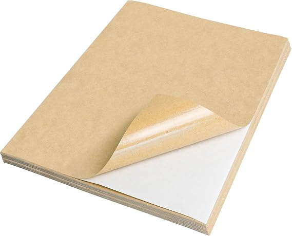 NATURALABEL Kraft Sticker Paper for Laser & Inkjet Printers, 100 Sheets