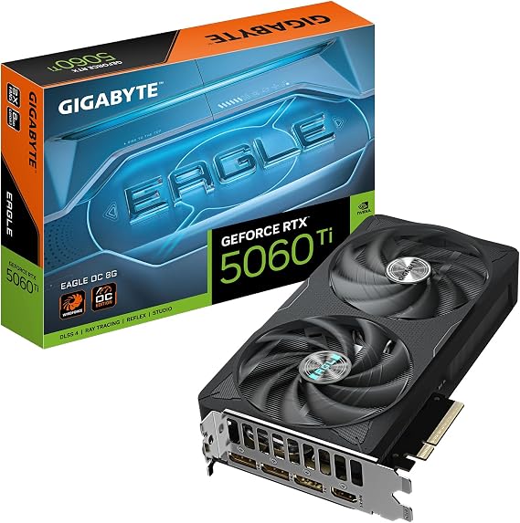 Gigabyte GeForce RTX 5060 Ti Eagle OC 8G Graphics Card - 8GB GDDR7, 128bit, PCI-E 5.0, 2617MHz Core Clock, 3 x DisplayPort, 1 x HDMI, GV-N506TEAGLE OC-8GD