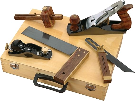 New 5 Piece Carpenters Woodworking Tool Kit - Professional Starter Kit Set