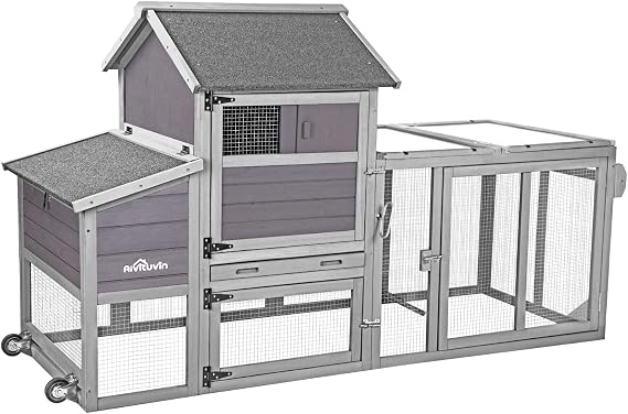 Aivituvin Chicken Coop Expandable Chicken House with Wheel Large Hen House Movable Poultry Cage, Easy Combination with Second Coop