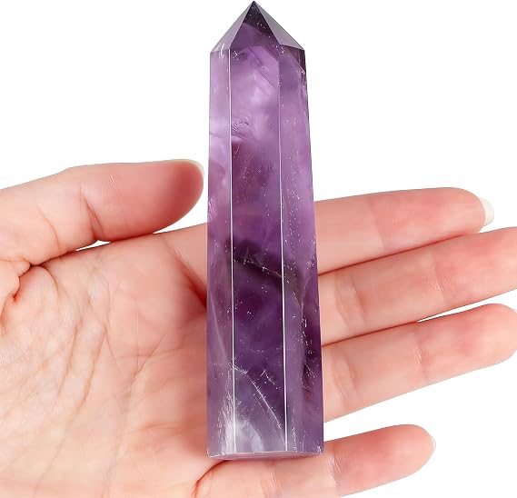 4” Amethyst Crystal Large Amethyst Crystals and Healing Stones | Amethyst Crystal Tower Point Large Purple Gemstone for Reiki Meditation Therapy Energy Direction for Stone Collectors