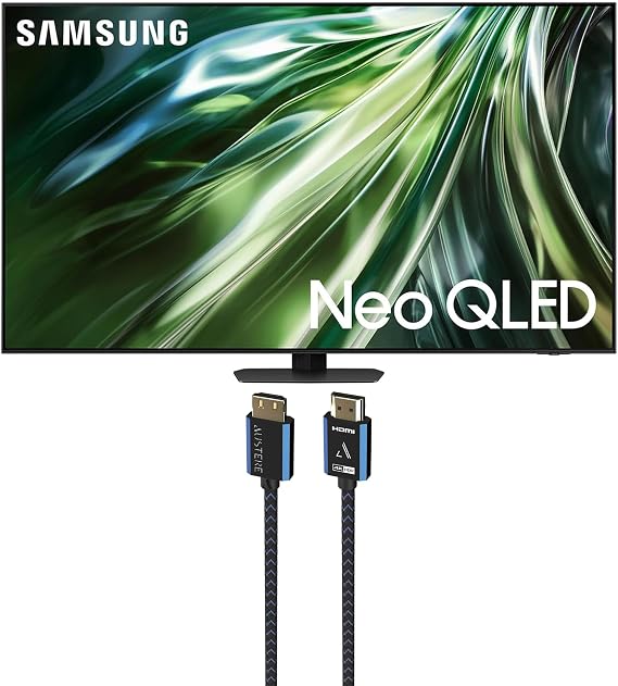 Samsung QN65QN90DAFXZA 65 Inch Neo QLED TV with 4K AI Upscaling and an Austere 5S-4KHD2-2.5M V-Series 2.5m Premium 4K HDR HDMI Braided Cable (2024)