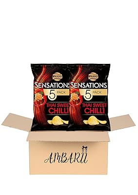 AMBARII Sensations Thai Sweet Chilli Crisps, Potato Chips Snack Pack of 5 x 2