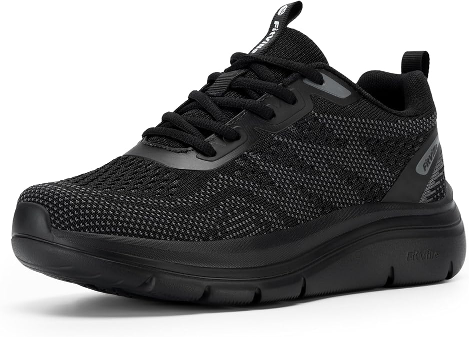 FitVille Women's Wide Walking Shoes Lightweight Sneakers for Women Wide Width for Flat Foot Plantar Fasciitis Heel Pain Relief - Cloud Walker V8