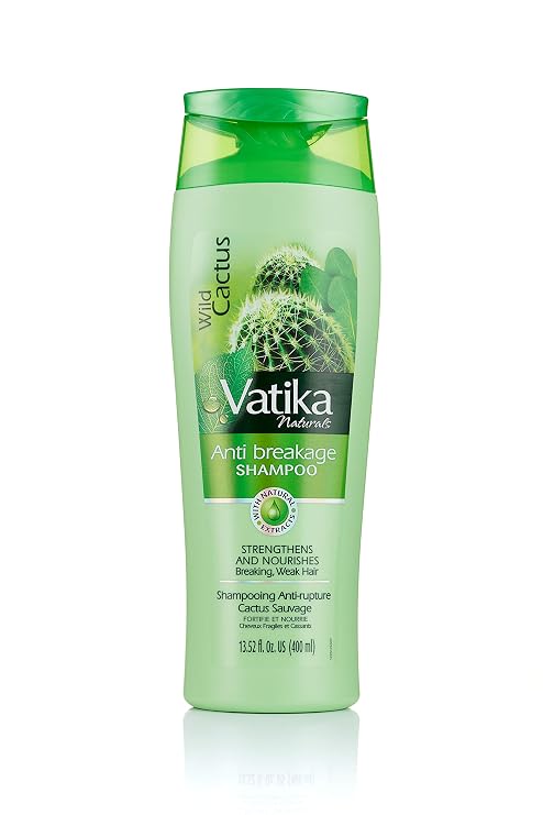 Vatika Anti Breakage Cactus Shampoo - Strengthens & Nourishes Hair - 400ml | Wild Cactus Shampoo for Moisturized & Clean Hair, Sulfate-Free Shampoo, Natural Ingredients, Enriched Formula Cactus Shampoo