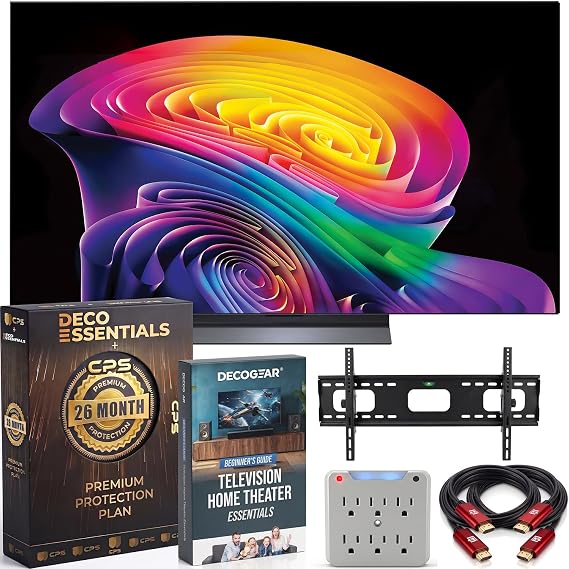 LG 42-Inch OLED evo AI 4K C6 Series Smart TV (2026) a11 AI Processor Gen3, Dolby Vision & Atmos, HDR10, 165Hz OLED42C6PUA Bundle with Deco Essentials Protection + Wall Mount, Cables & Surge Protector